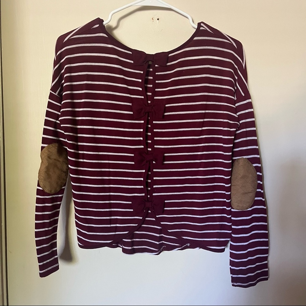 Papaya Elbow Pad Striped Top with Bows in the back